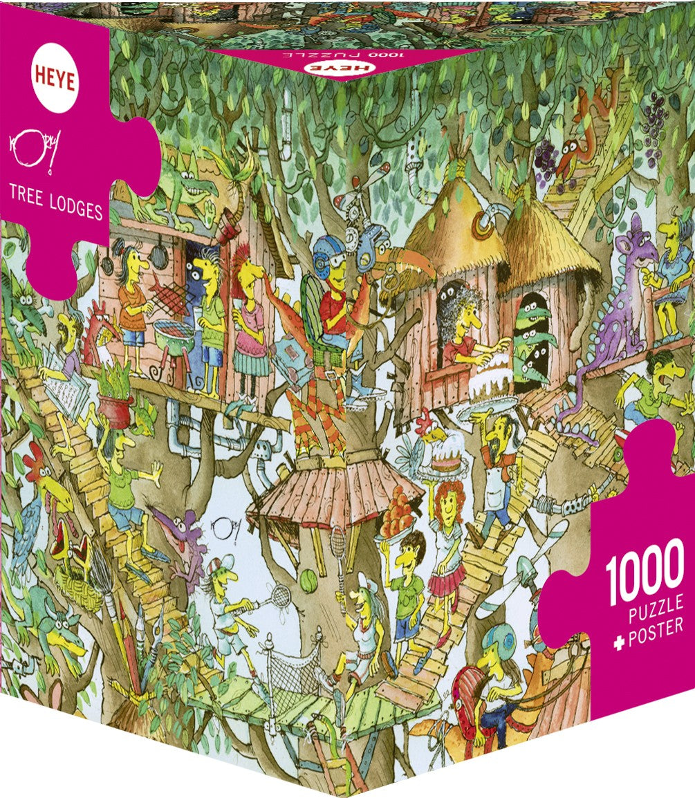 Tree Lodges by Korky Paul – 1000 Piece Jigsaw Puzzle + Poster (Heye)