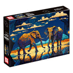Vibrant Elephants – 1000 Piece Jigsaw Puzzle (Roovi)