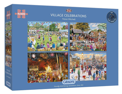Village Celebrations – 4 x 500 Piece Jigsaw Puzzles (Gibsons)