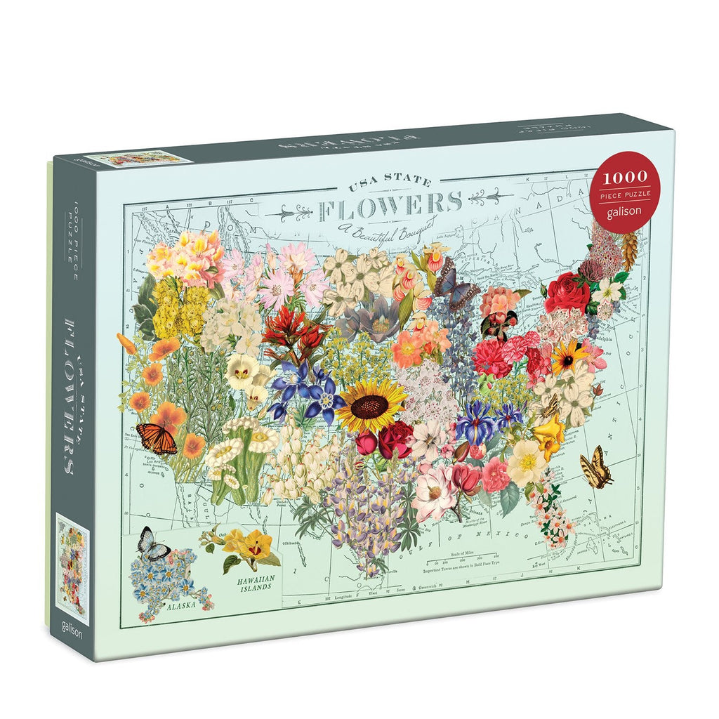 Box, turned right: USA State Flowers by Wendy Gold – 1000 Piece Jigsaw Puzzle (Galison)