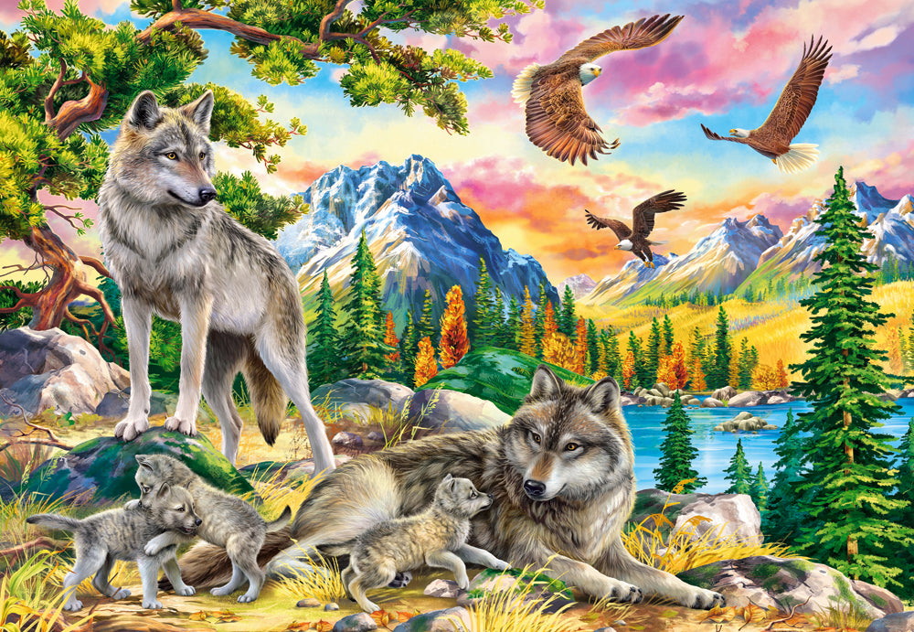 Wolf Family and Eagles – 1000 Piece Jigsaw Puzzle (Castorland)