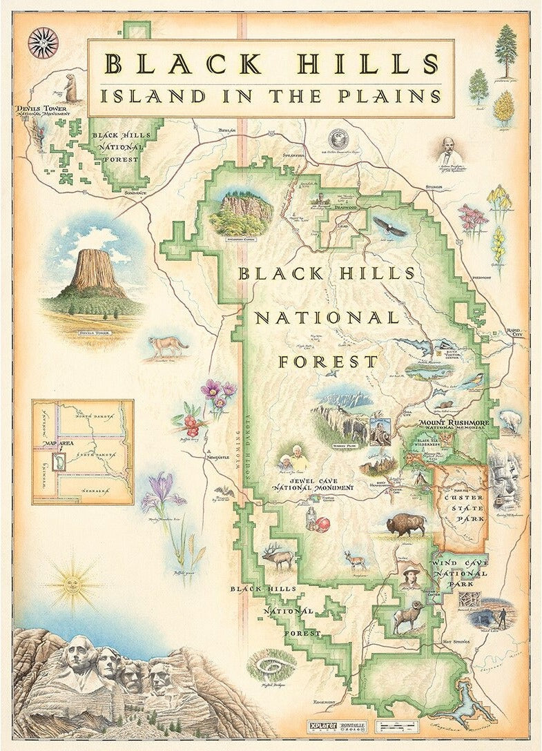 Artwork: Black Hills Map – 1000 Piece Jigsaw Puzzle (MasterPieces)