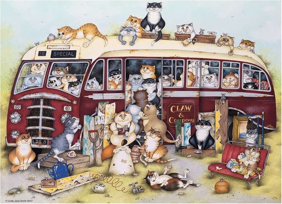 Artwork: Vintage Bus by Crazy Cats – 500 Piece Jigsaw Puzzle (Ravensburger)