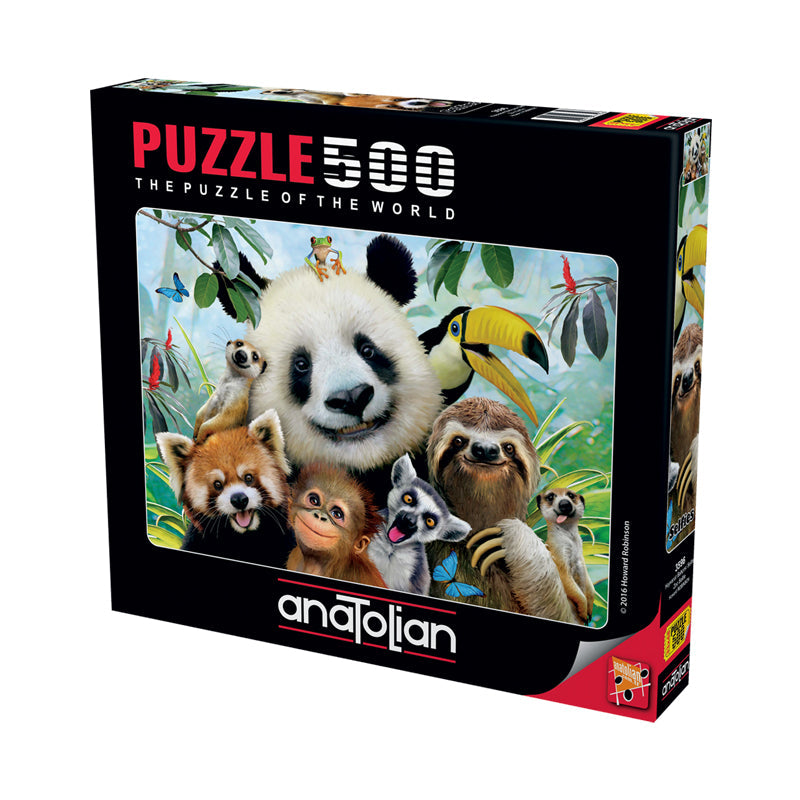 Box, turned left: Zoo Selfie – 500 Piece Jigsaw Puzzle (Anatolian)