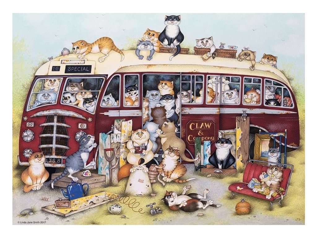 Vintage Bus by Crazy Cats – 500 Piece Jigsaw Puzzle (Ravensburger)