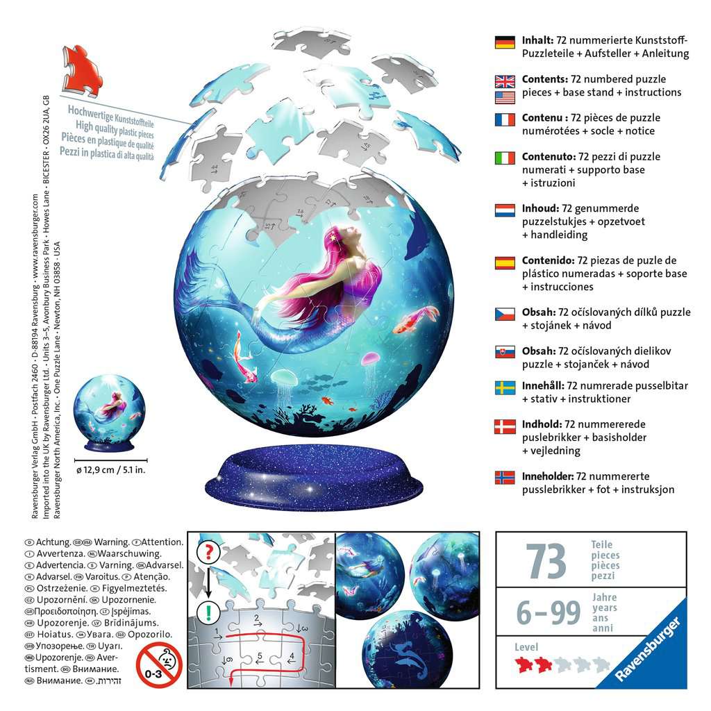 Mermaid 3D Puzzle – 72 Piece Jigsaw Puzzle (Ravensburger)