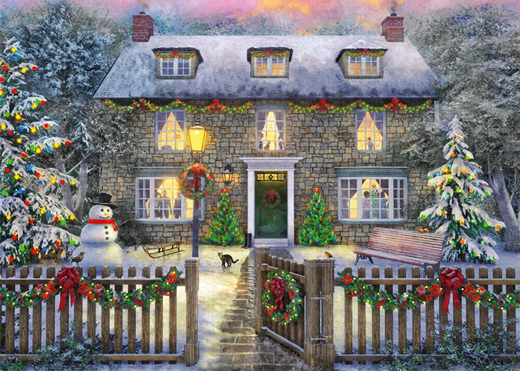 Falcon De Luxe - The Christmas Cottage - 1000 Piece Jigsaw Puzzle