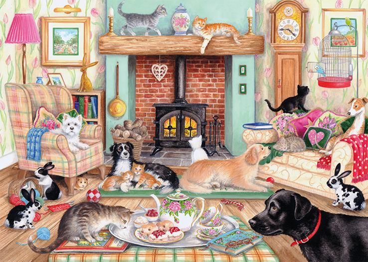 Animals At Home – 2 x 1000 Piece Jigsaw Puzzles (Falcon De Luxe)