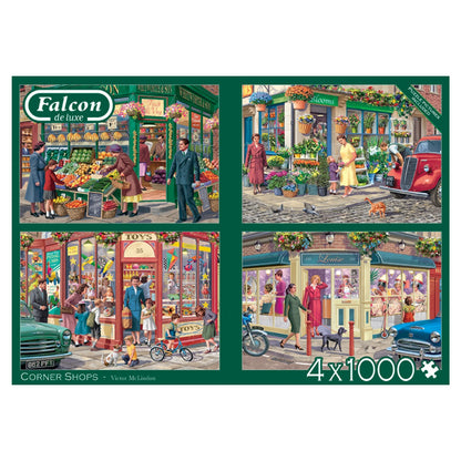 Falcon De Luxe - Corner Shops - 4 X 1000 Piece Jigsaw Puzzles