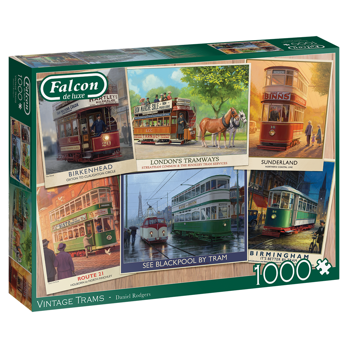 Vintage Trams – 1000 Piece Jigsaw Puzzle (Falcon De luxe)