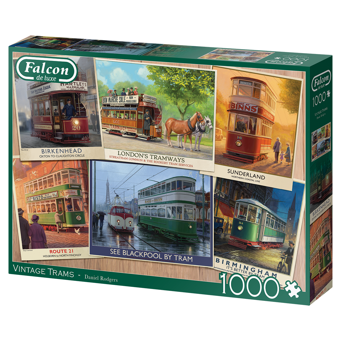 Vintage Trams – 1000 Piece Jigsaw Puzzle (Falcon De luxe)