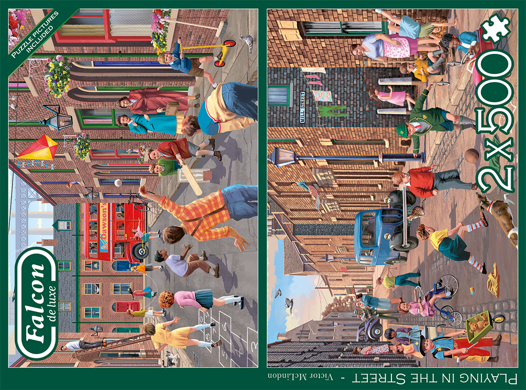 Playing in the Street – 2 x 500 Piece Jigsaw Puzzle (Falcon De luxe)