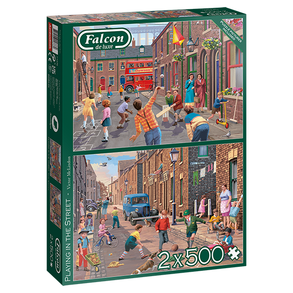 Falcon De luxe - Playing in the Street - 2 x 500 Piece Jigsaw Puzzle