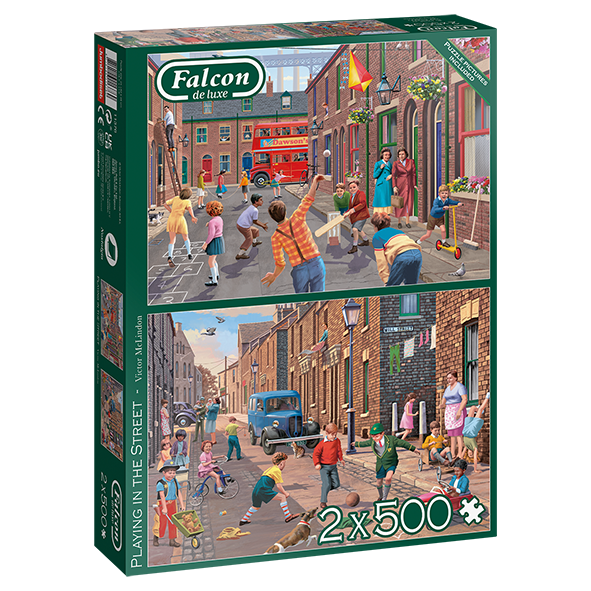 Playing in the Street – 2 x 500 Piece Jigsaw Puzzle (Falcon De luxe)