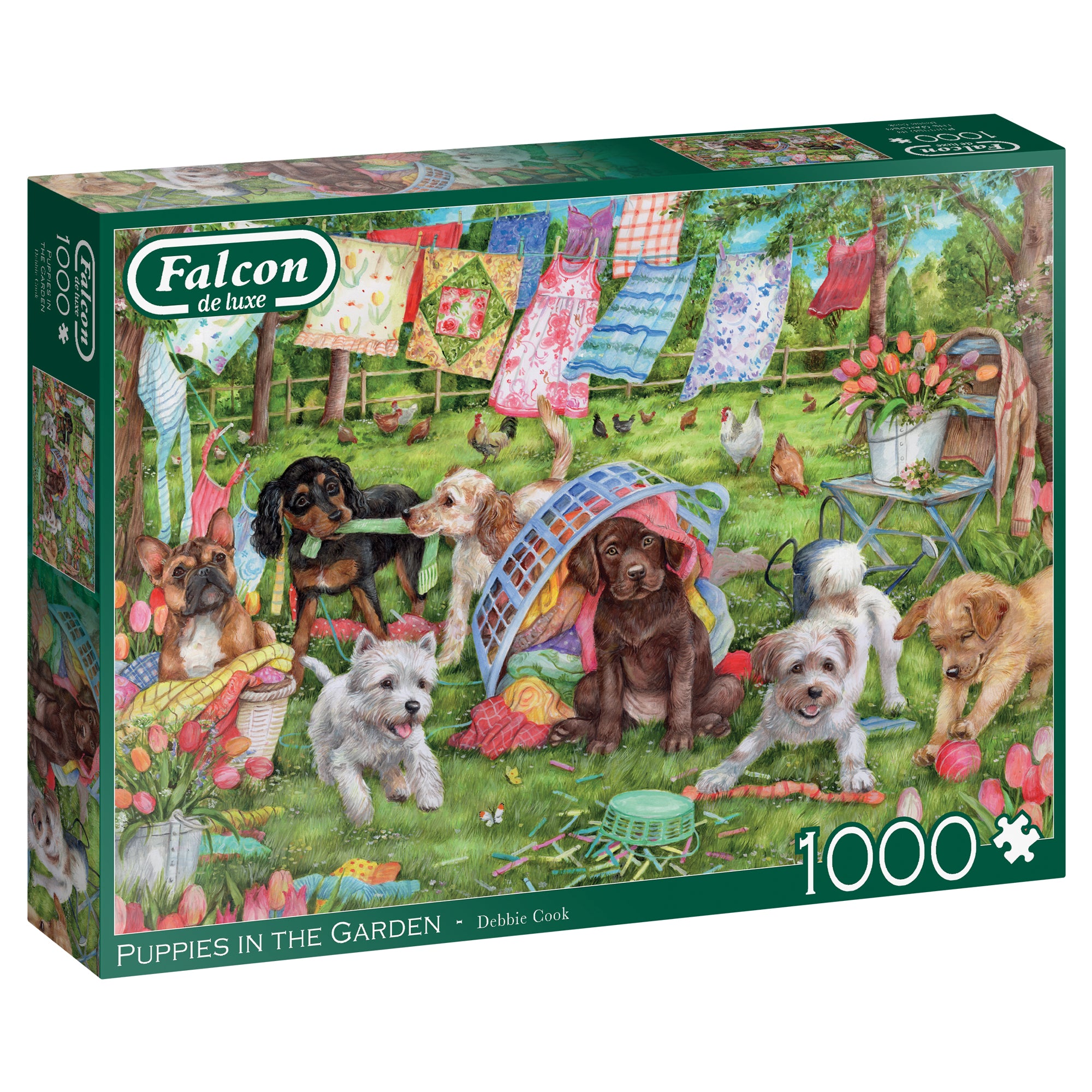 Puppies in the Garden – 1000 Piece Jigsaw Puzzle (Falcon De Luxe)