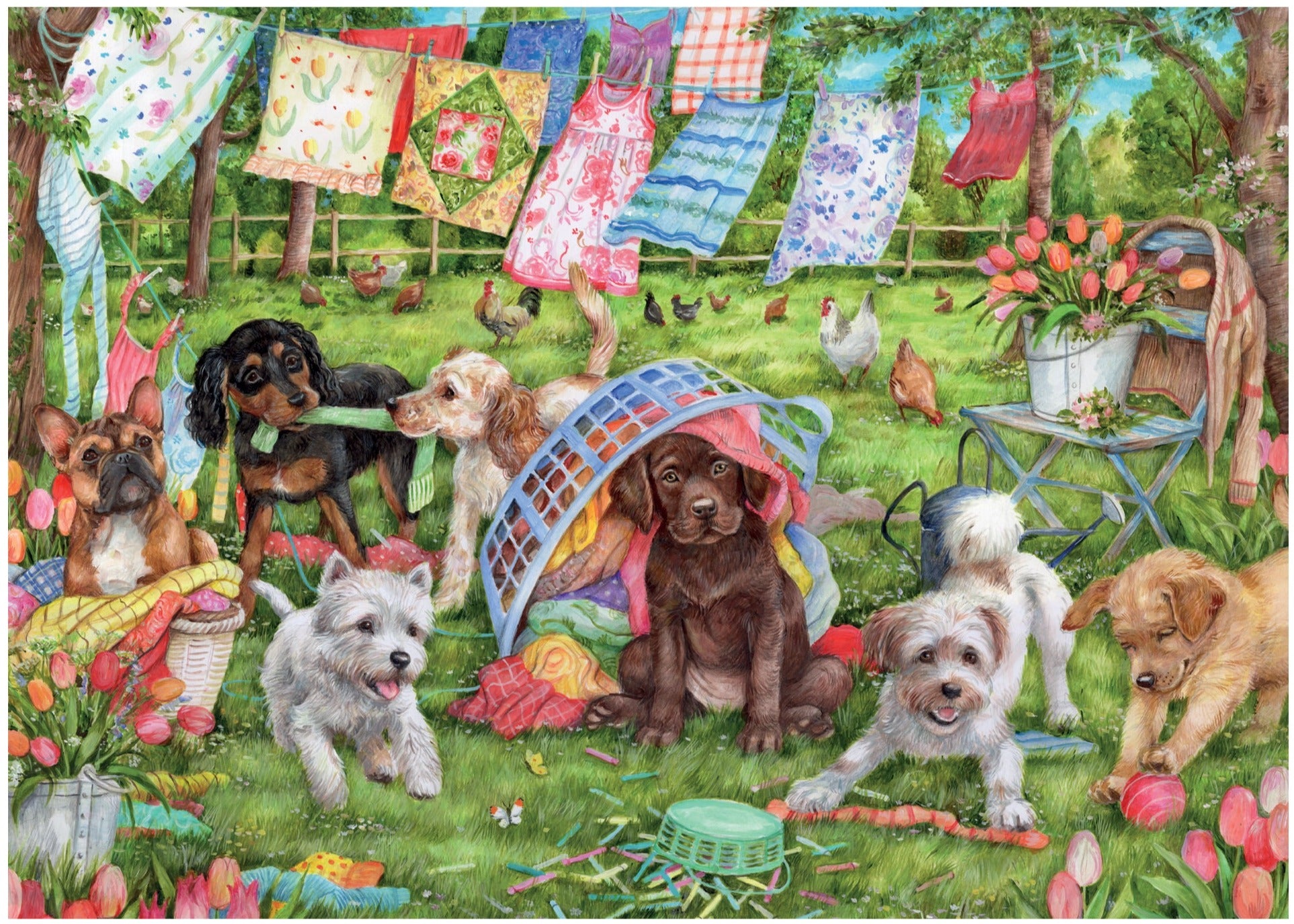 Puppies in the Garden – 1000 Piece Jigsaw Puzzle (Falcon De Luxe)