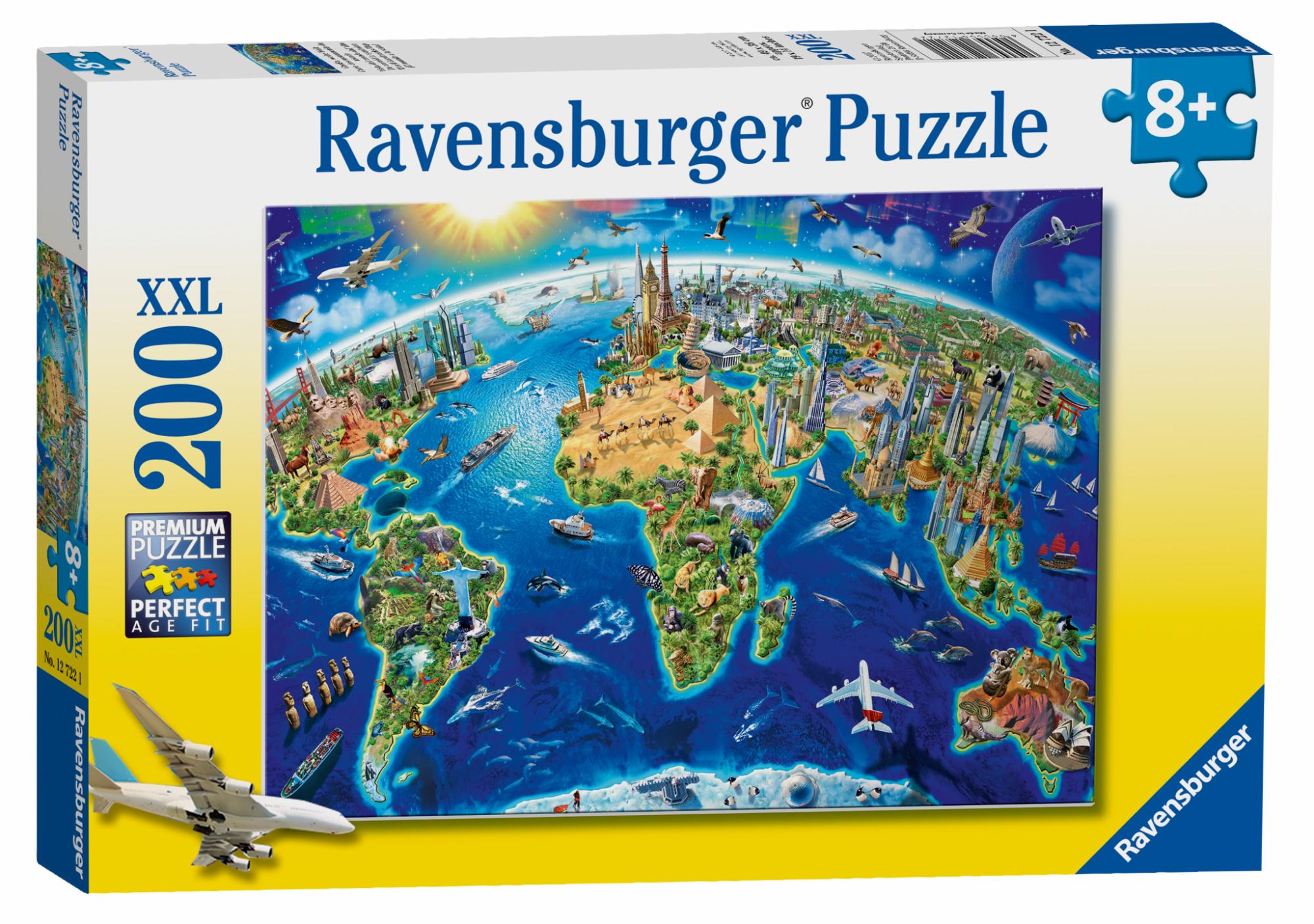 World Landmarks Map XXL – 200 Piece Jigsaw Puzzle (Ravensburger)