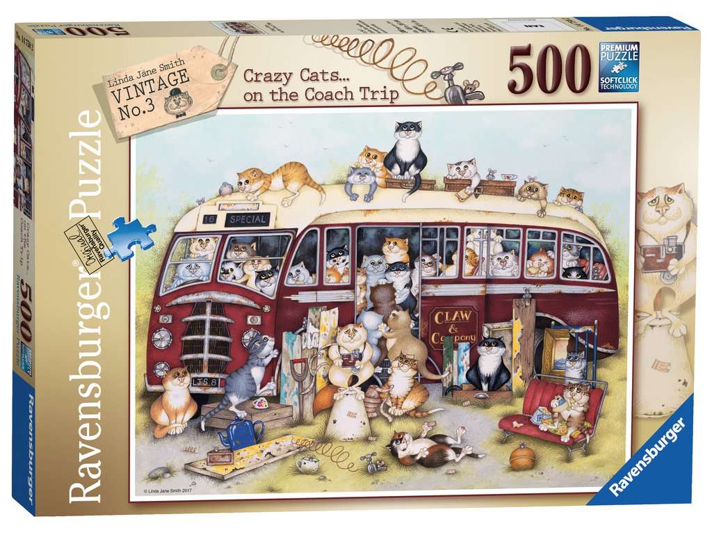 Vintage Bus by Crazy Cats – 500 Piece Jigsaw Puzzle (Ravensburger)