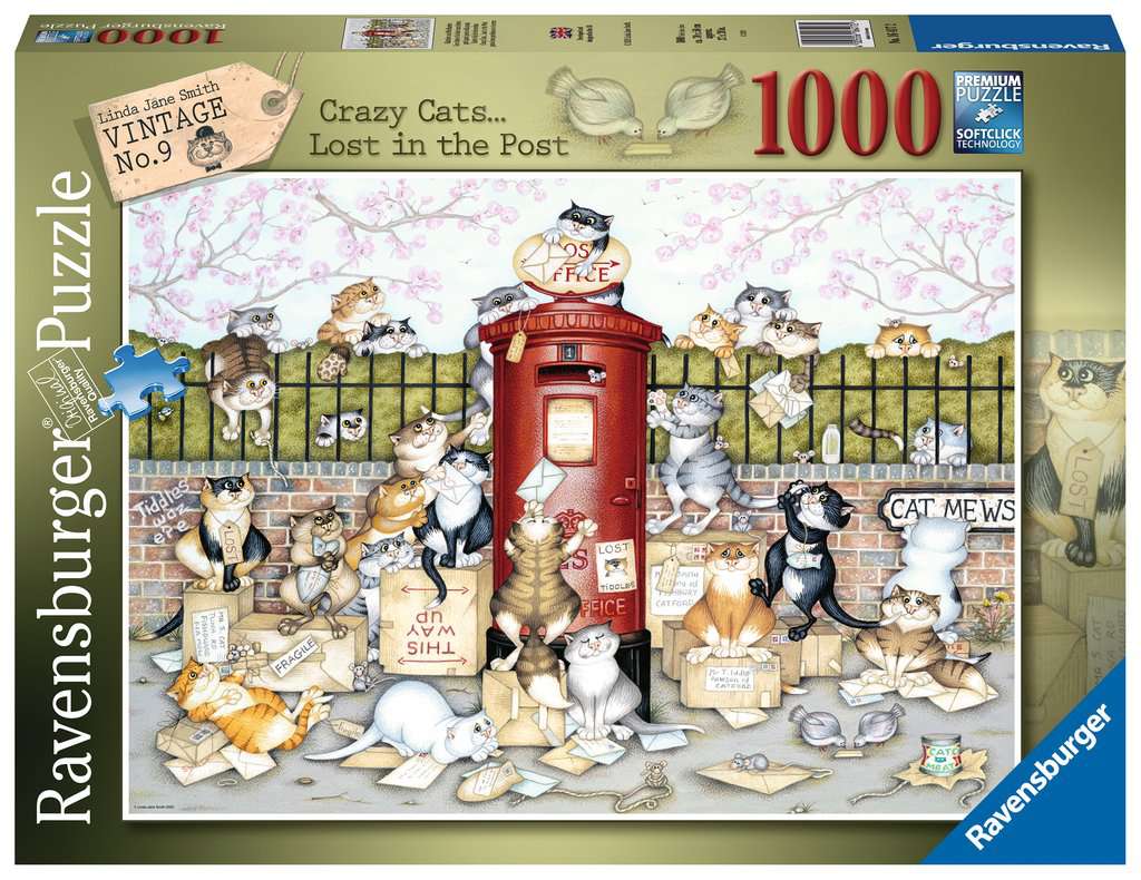 Crazy Cats: Lost in the Post – 1000 Piece Jigsaw Puzzle (Ravensburger)