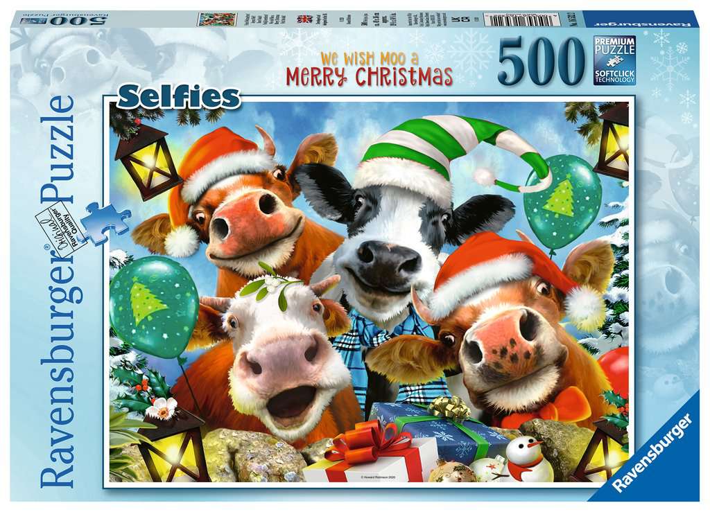Christmas Selfies: We Wish Moo a Merry Christmas – 500 Piece Jigsaw Puzzle (Ravensburger)