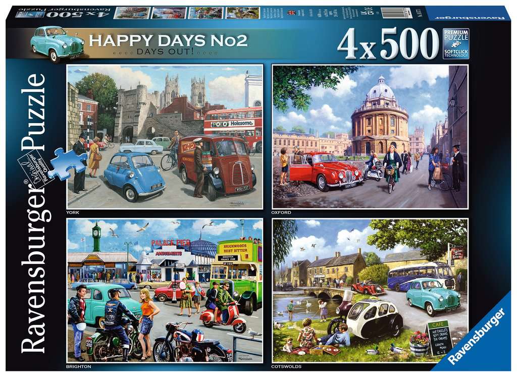 Happy Days No 2, Days Out – 4 x 500 Piece Jigsaw Puzzles (Ravensburger)