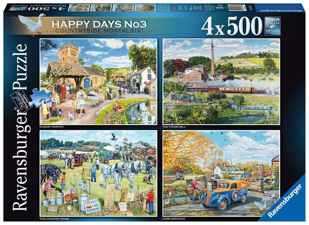 Ravensburger - Happy Days No 3, Countryside Nostalgia - 4 x 500 Piece Jigsaw Puzzles