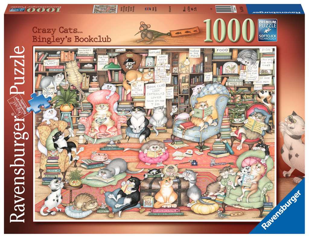 Ravensburger - Crazy Cats - Bingley's Bookclub - 1000 Piece Jigsaw Puzzle
