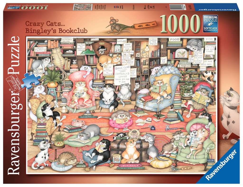 Bingley's Bookclub by Crazy Cats – 1000 Piece Jigsaw Puzzle (Ravensburger)
