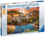 Zebra’s at Waterhole – 500 Piece Jigsaw Puzzle (Ravensburger)