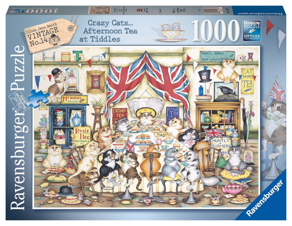 Crazy Cats, Afternoon at Tiddles – 1000 Piece Jigsaw Puzzle (Ravensburger)