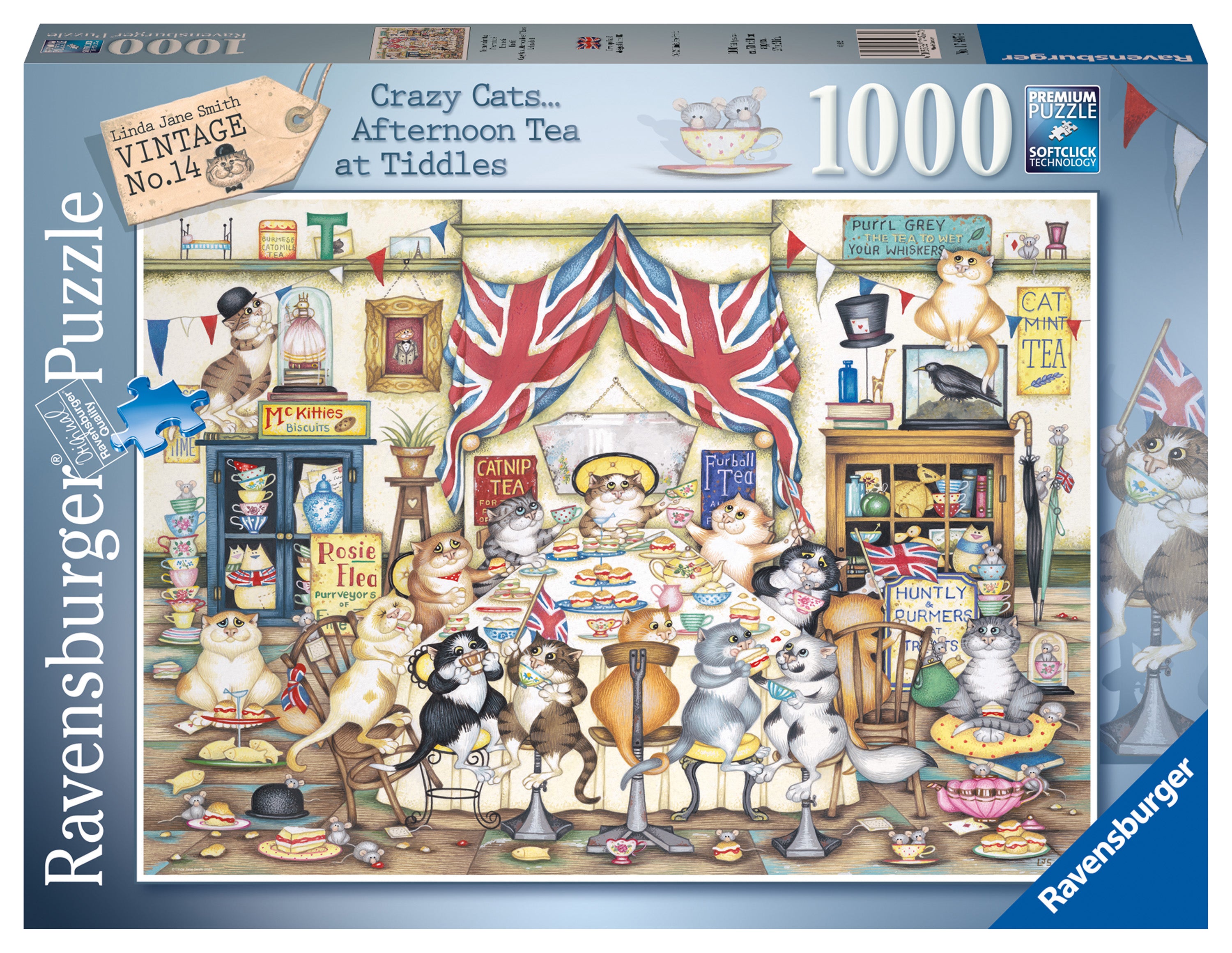 Crazy Cats, Afternoon at Tiddles – 1000 Piece Jigsaw Puzzle (Ravensburger)