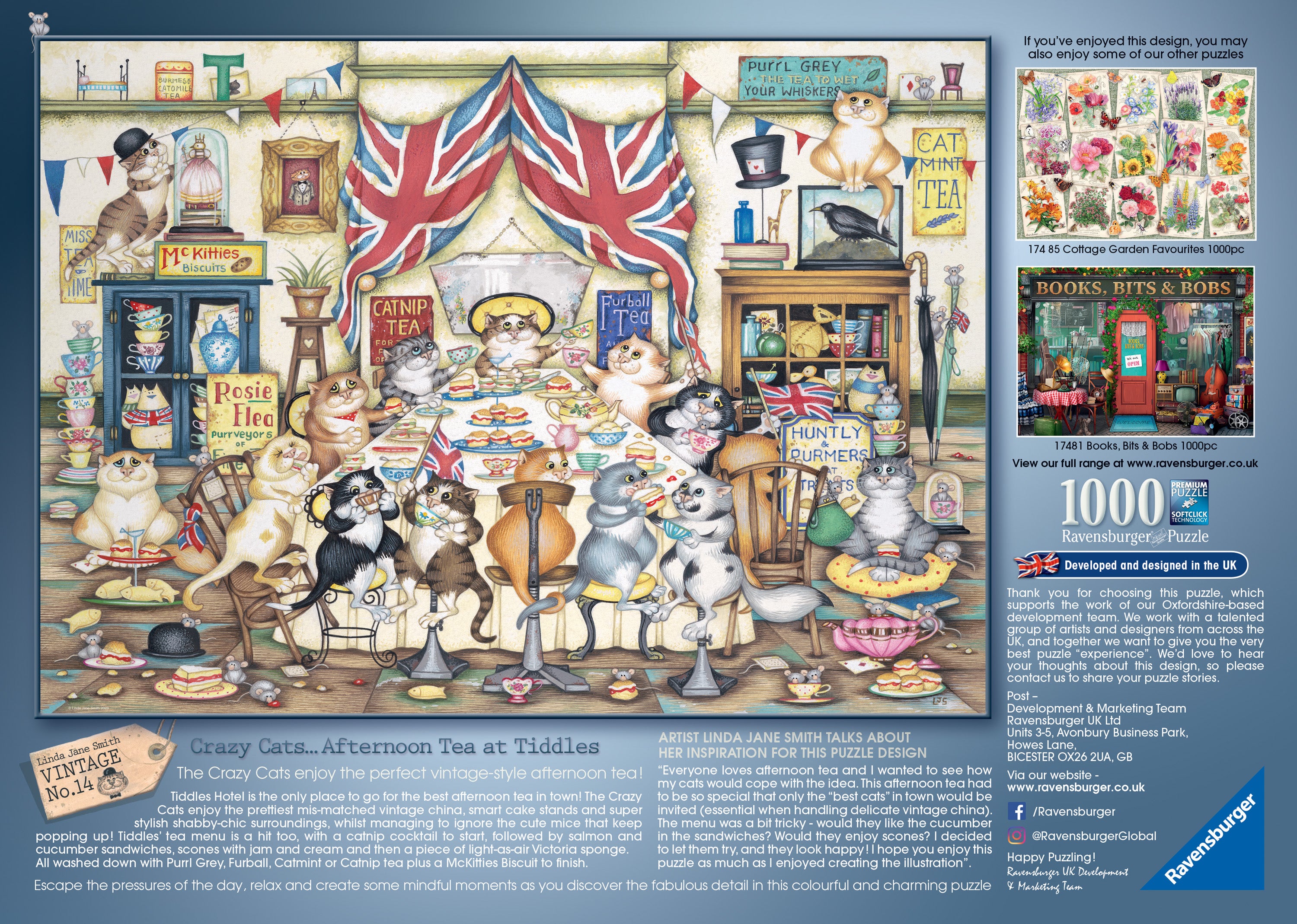 Crazy Cats, Afternoon at Tiddles – 1000 Piece Jigsaw Puzzle (Ravensburger)