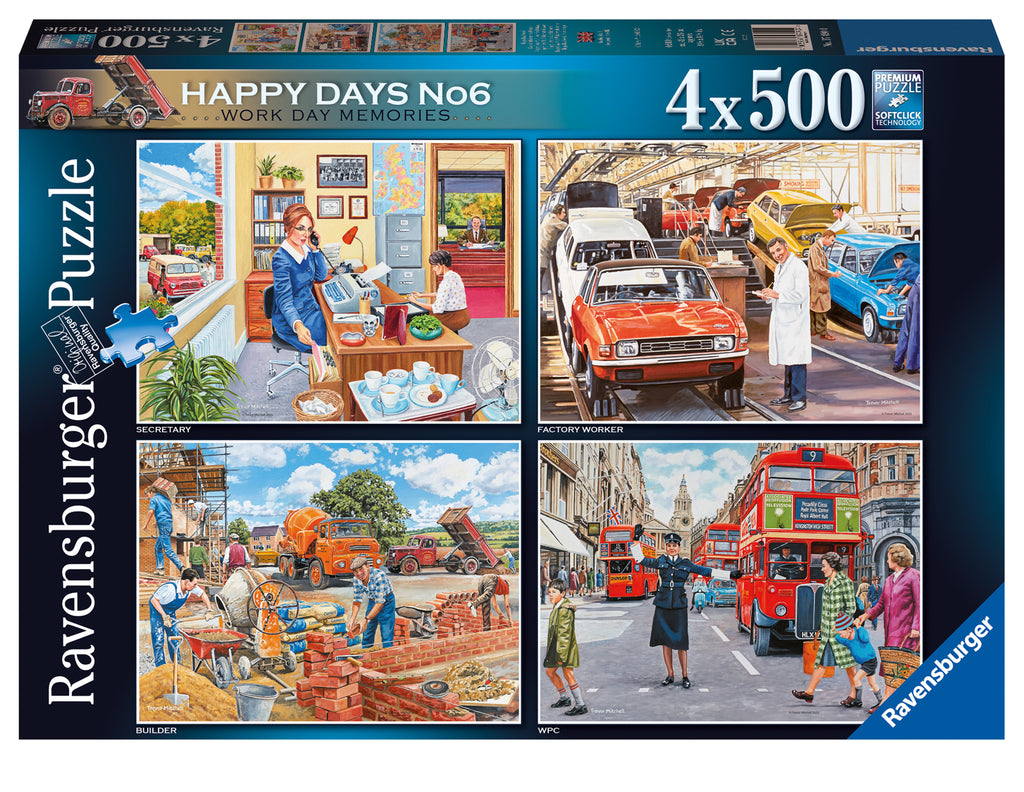 Happy Days No 6, Work Day Memories – 4 x 500 Piece Jigsaw Puzzles (Ravensburger)