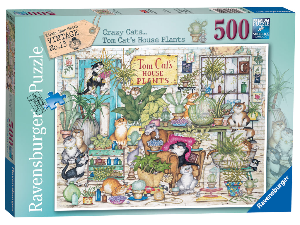 Tom Cat’s House Plants by Crazy Cats – 500 Piece Jigsaw Puzzle (Ravensburger)