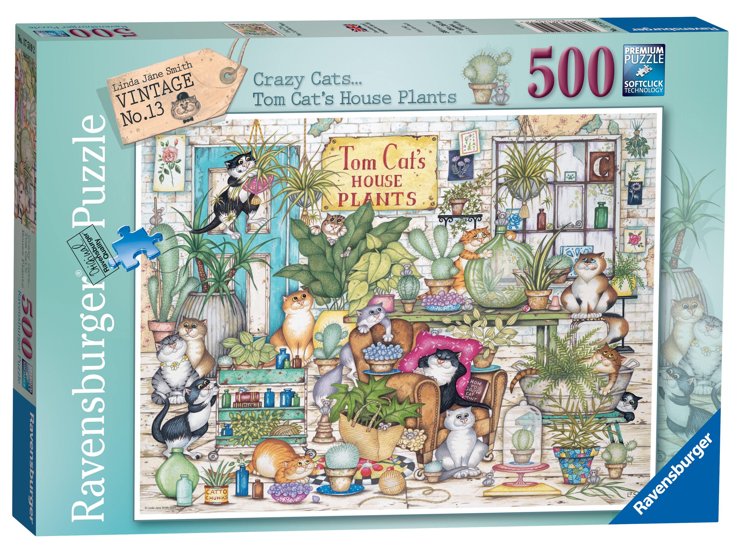 Tom Cat’s House Plants by Crazy Cats – 500 Piece Jigsaw Puzzle (Ravensburger)