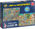 The Music Shop & Holiday Jitters by Jan Van Haasteren – 2 x 1000 Piece Jigsaw Puzzle (Jan Van Haasteren)