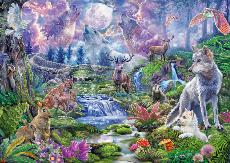 Moonlit Wildlife by Steve Sundram – 1000 Piece Jigsaw Puzzle (Schmidt)