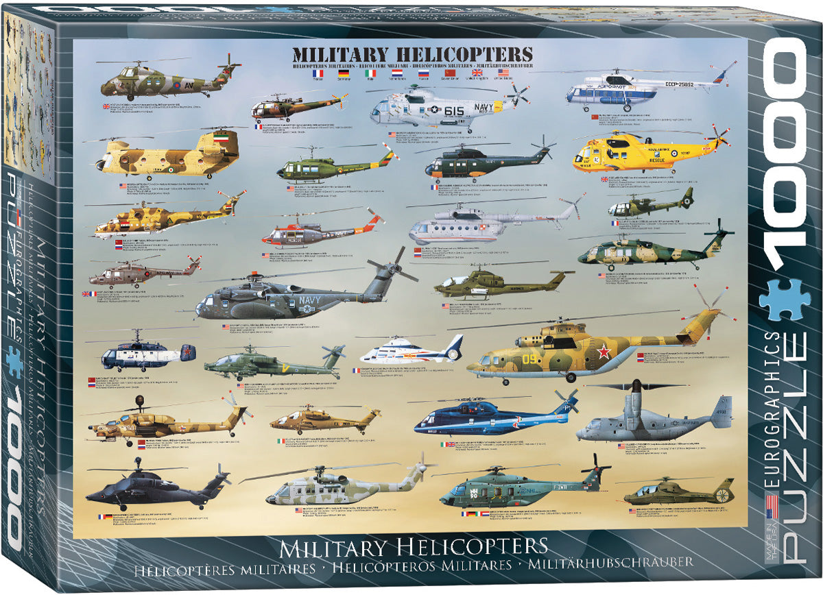 Military Helicopters – 1000 Piece Jigsaw Puzzle (Eurographics)
