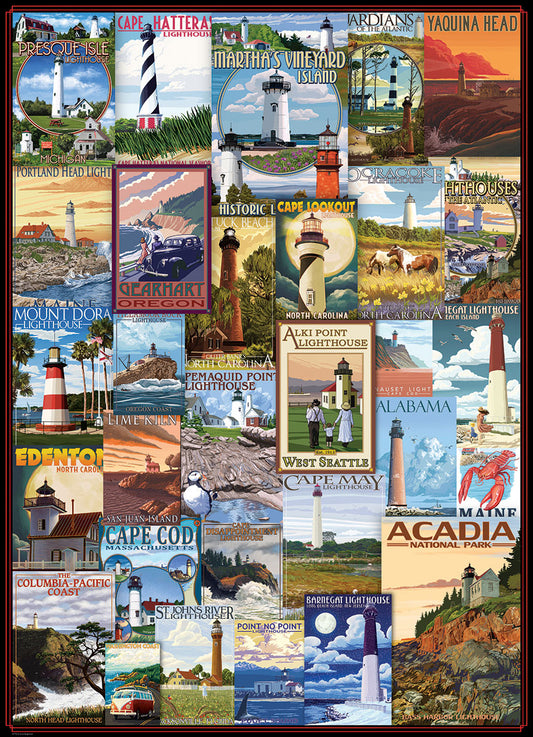 Eurographics - Lighthouses Vintage Posters - 1000 Piece Jigsaw Puzzle