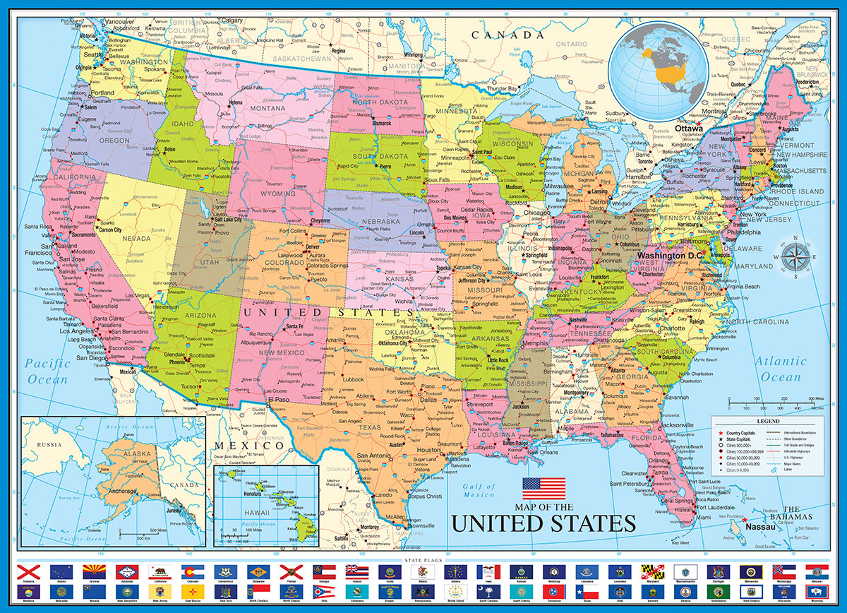 Eurographics - Map of the US - 1000 piece jigsaw puzzle