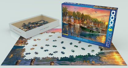 Eurographics - Dominic Davison - Harbor Sunset - 1000 piece jigsaw puzzle