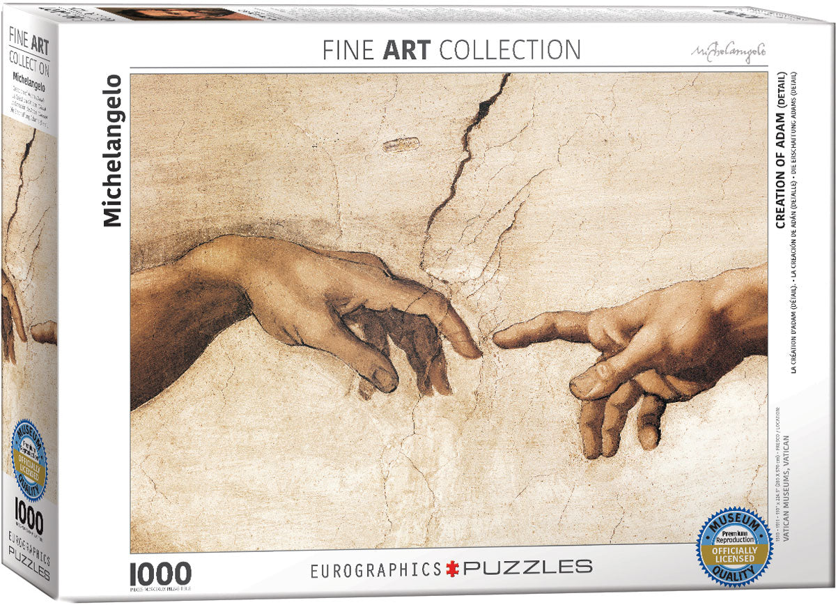 Eurographics - Creation of Adam (Detail) by Michelangelo - 1000 piece jigsaw puzzle