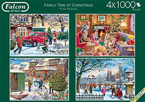 Family Time At Christmas – 4 X 1000 Piece Jigsaw Puzzles (Falcon De Luxe)