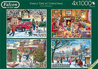 Family Time At Christmas – 4 X 1000 Piece Jigsaw Puzzles (Falcon De Luxe)