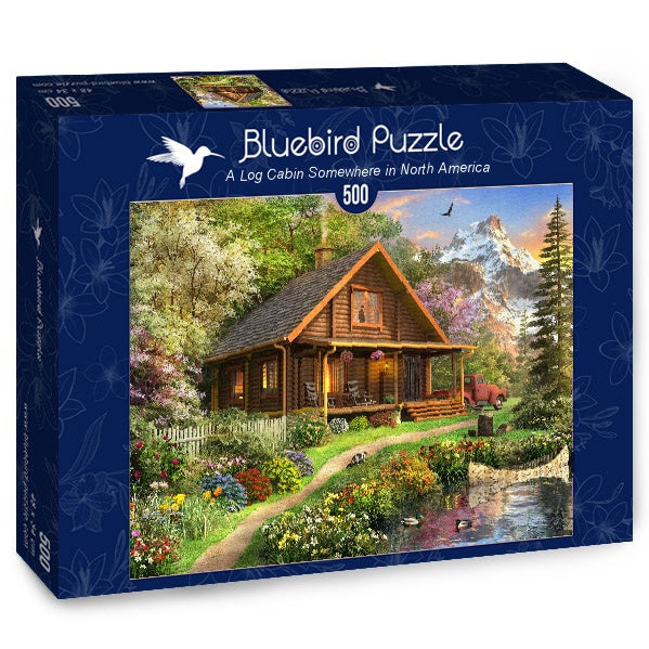 Bluebird Puzzle - A Log Cabin Somewhere in North America - 500 Piece Jigsaw Puzzle