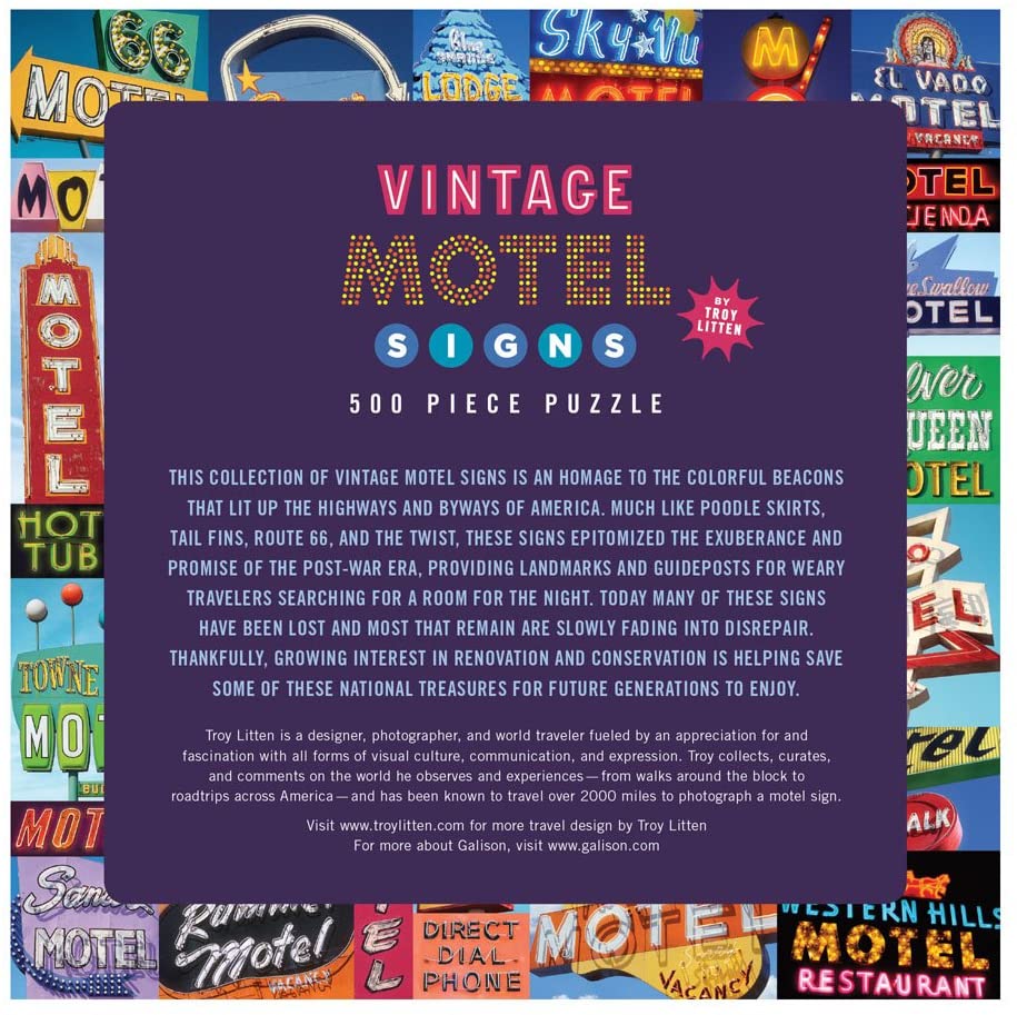Vintage Motel Signs – 500 Piece Jigsaw Puzzle (Galison)