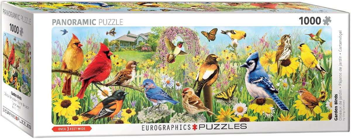 Eurographics - Garden Birds Panoramic by Greg Giordano - 1000 Piece Jigsaw Puzzle