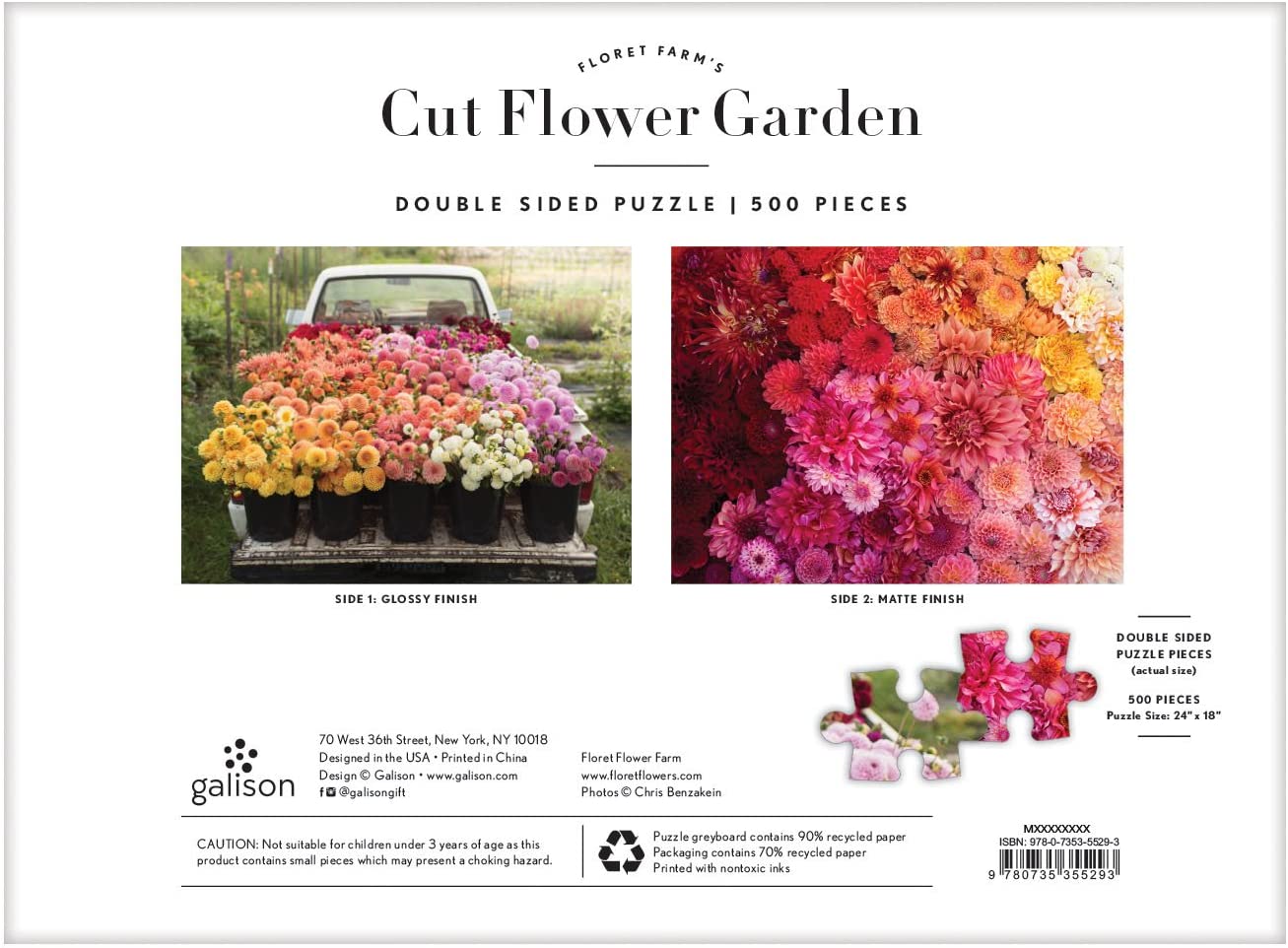 Galison - Floret Farm's Cut Flower Garden - 2-sided 500 Piece Jigsaw Puzzle
