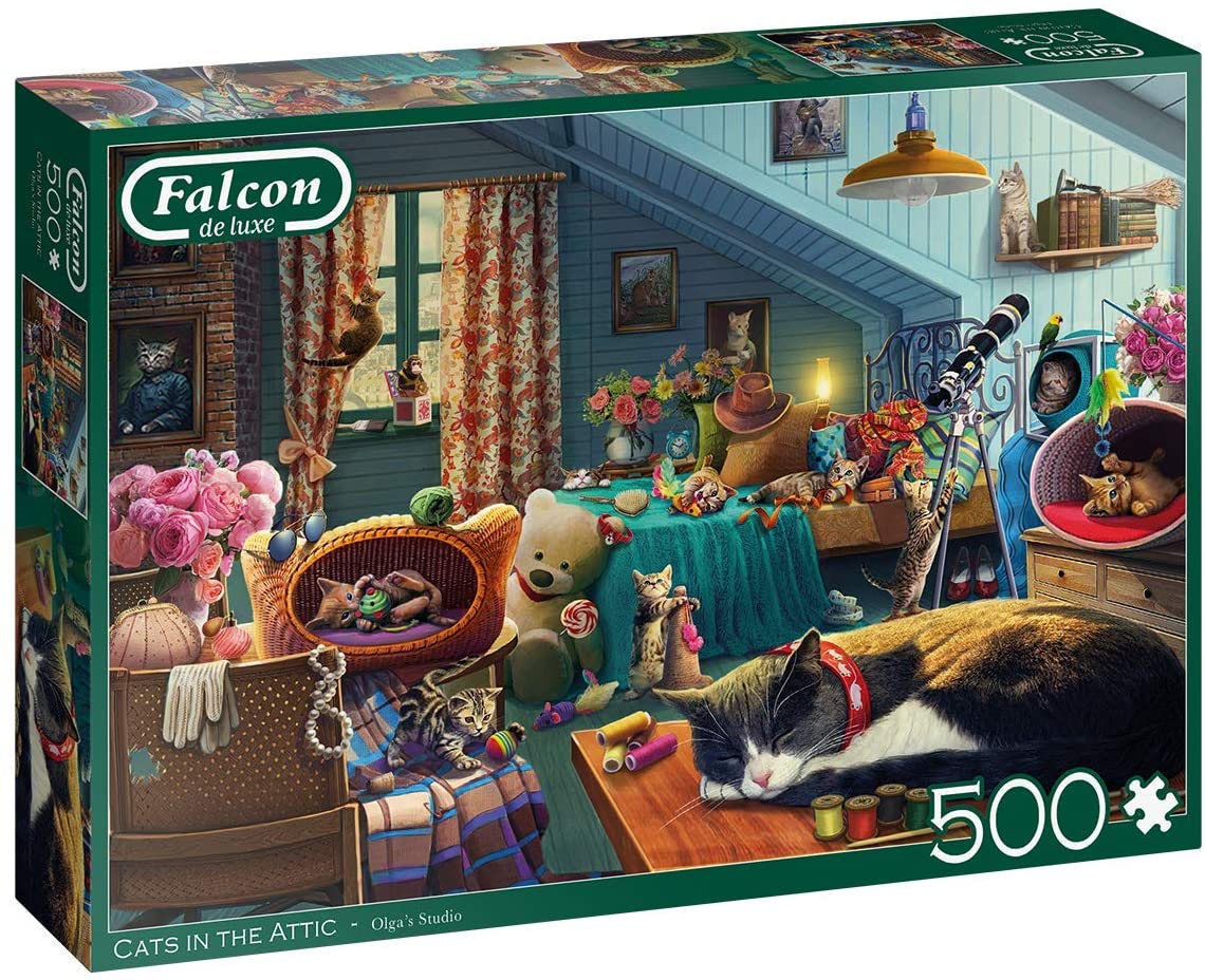 Cats in the Attic – 500 Piece Jigsaw Puzzle (Falcon De Luxe)