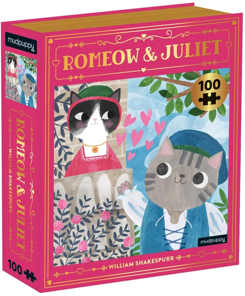 Galison - Romeow & Juliet Bookish Cats - 100 Piece Jigsaw Puzzle